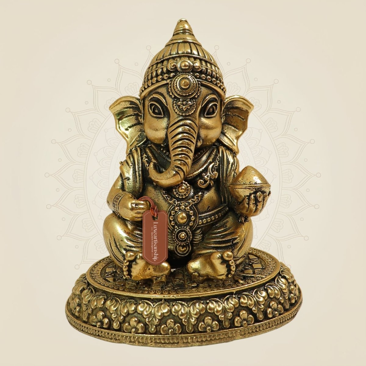 3 inch Bal Ganesha Brass Idol – Handcrafted for Home Temple & Pooja Decor - Luxeartisanship