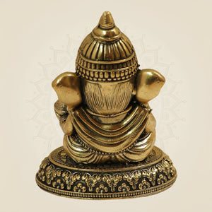 3 inch Bal Ganesha Brass Idol – Handcrafted for Home Temple & Pooja Decor - Luxeartisanship