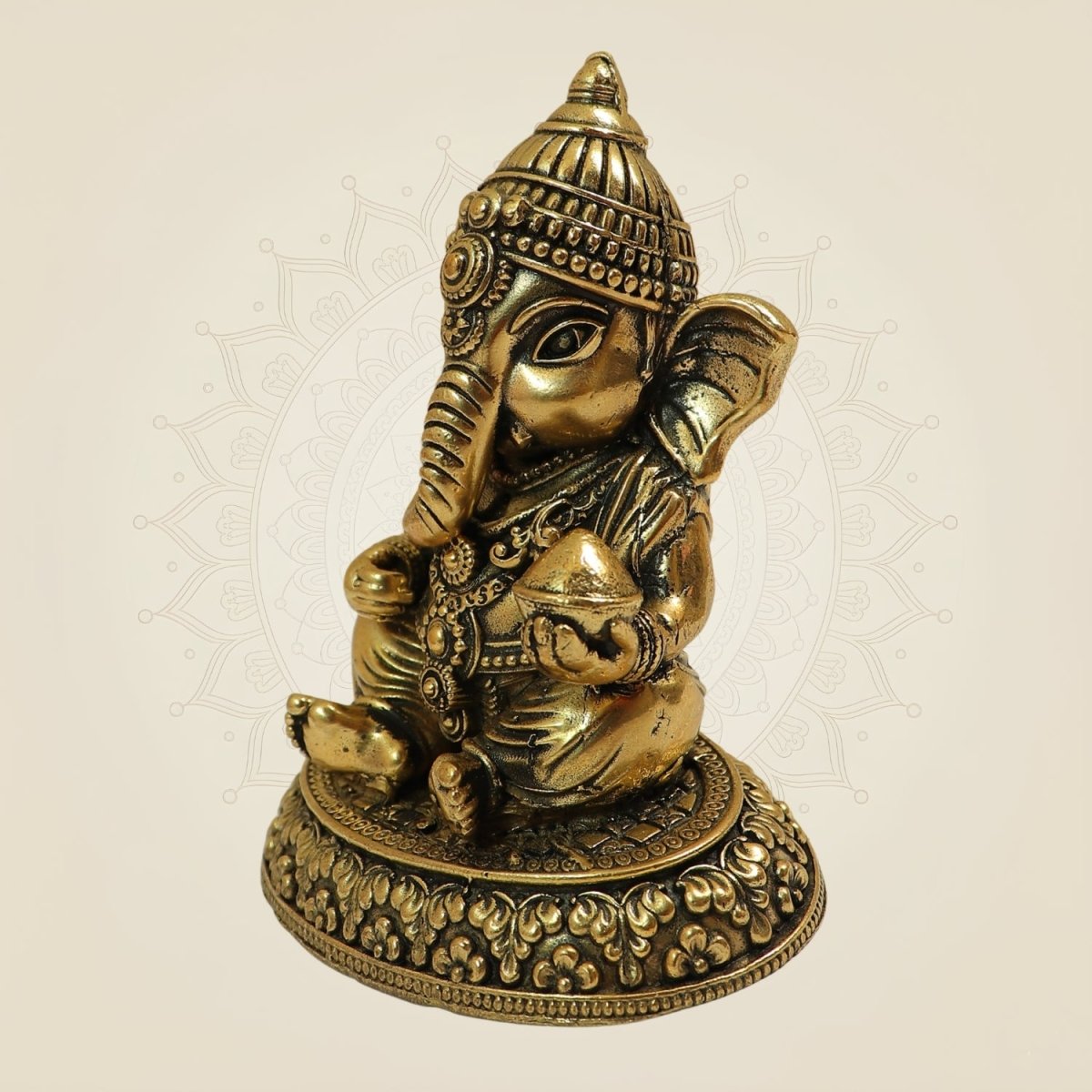 3 inch Bal Ganesha Brass Idol – Handcrafted for Home Temple & Pooja Decor - Luxeartisanship