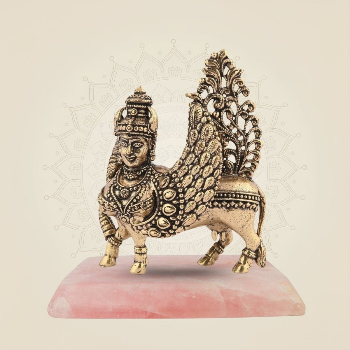 3" Inch Kamdhenu Cow Idol – Pure Brass Lightweight Vastu Approved for Home - Luxeartisanship