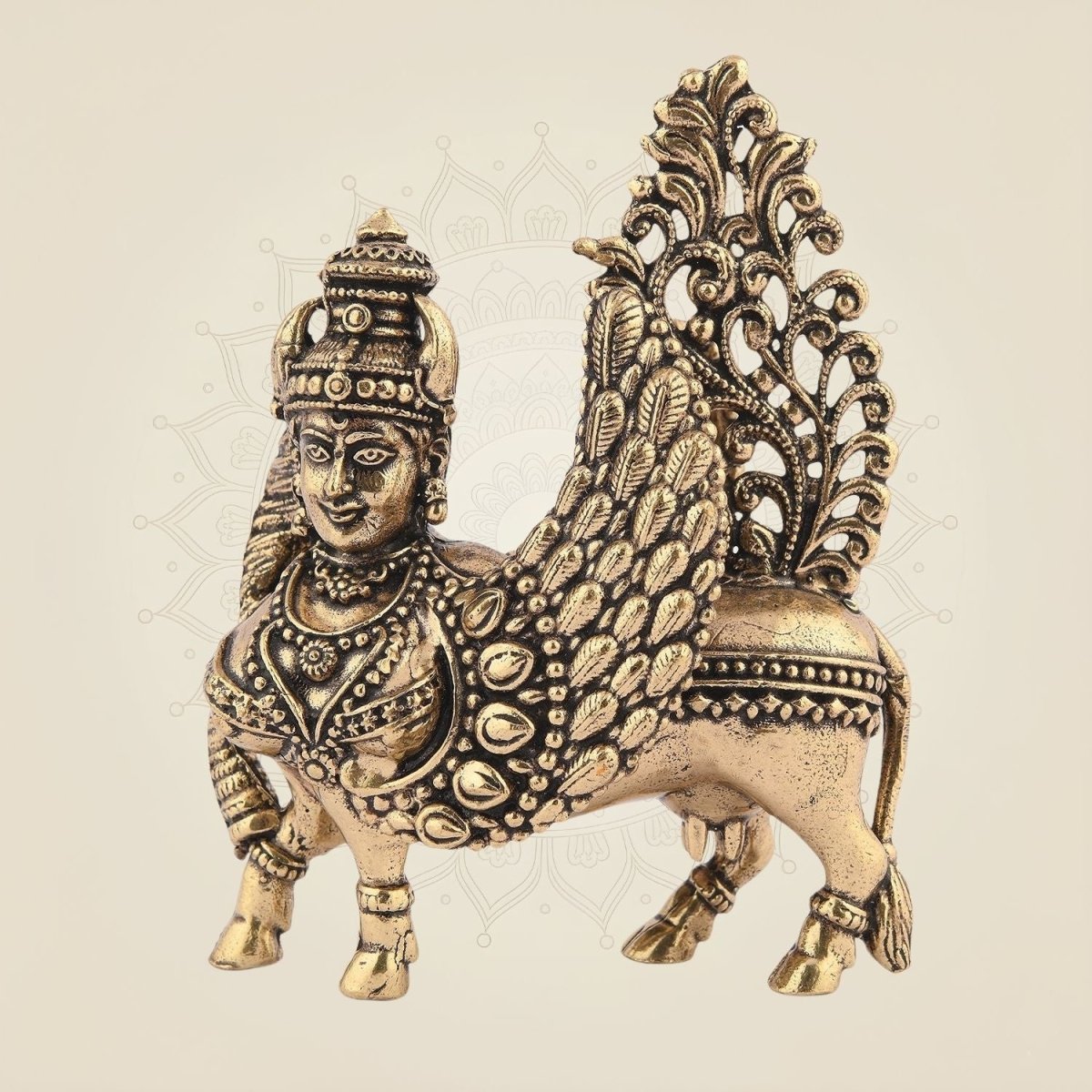 3" Inch Kamdhenu Cow Idol – Pure Brass Lightweight Vastu Approved for Home - Luxeartisanship
