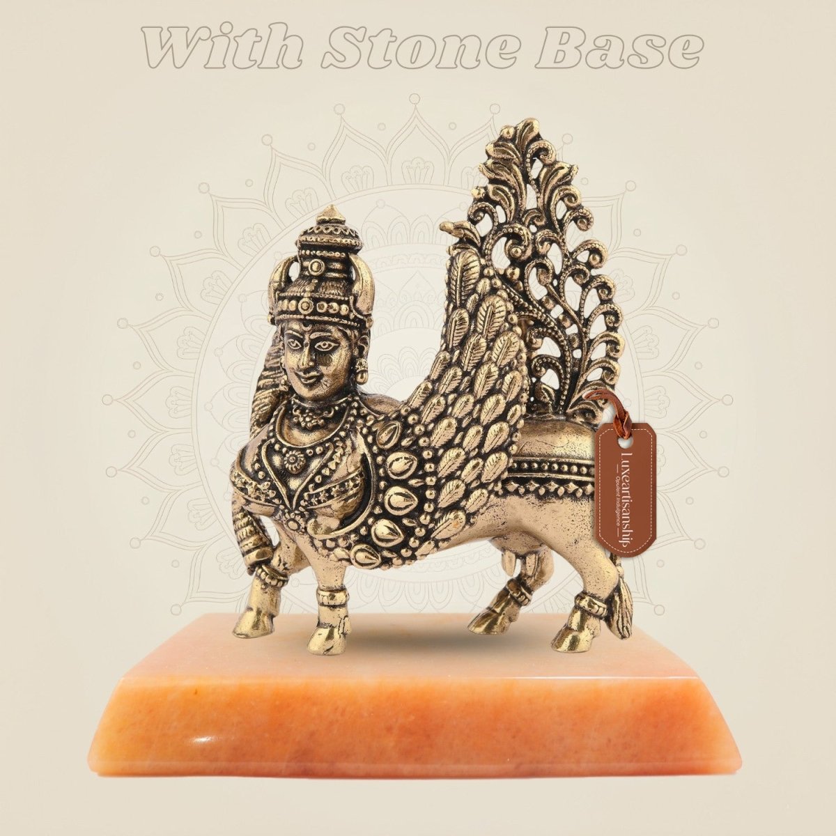3" Inch Kamdhenu Cow Idol – Pure Brass Lightweight Vastu Approved for Home - Luxeartisanship