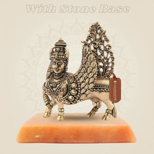 3" Inch Kamdhenu Cow Idol – Pure Brass Lightweight Vastu Approved for Home - Luxeartisanship