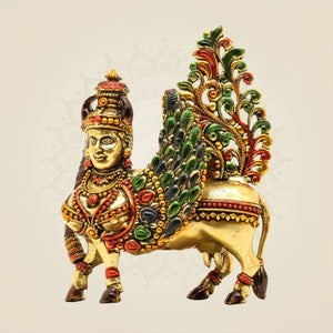 3" Inch Kamdhenu Cow Idol – Pure Brass Lightweight Vastu Approved for Home - Luxeartisanship