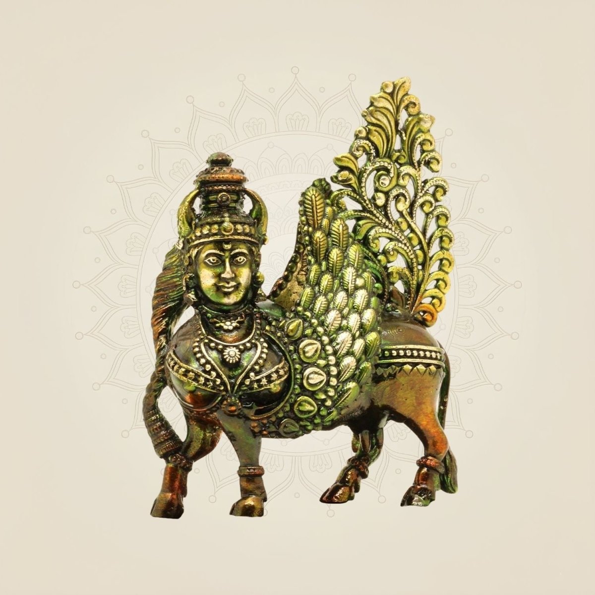 3" Inch Kamdhenu Cow Idol – Pure Brass Lightweight Vastu Approved for Home - Luxeartisanship