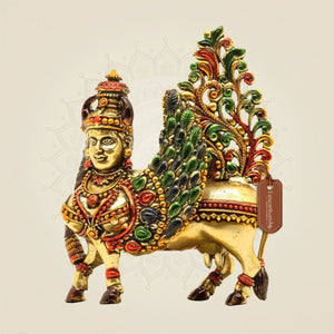 3" Inch Kamdhenu Cow Idol – Pure Brass Lightweight Vastu Approved for Home - Luxeartisanship