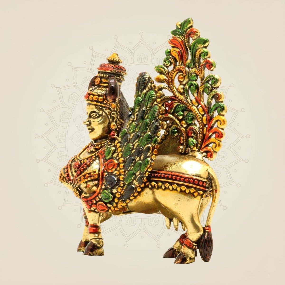 3" Inch Kamdhenu Cow Idol – Pure Brass Lightweight Vastu Approved for Home - Luxeartisanship