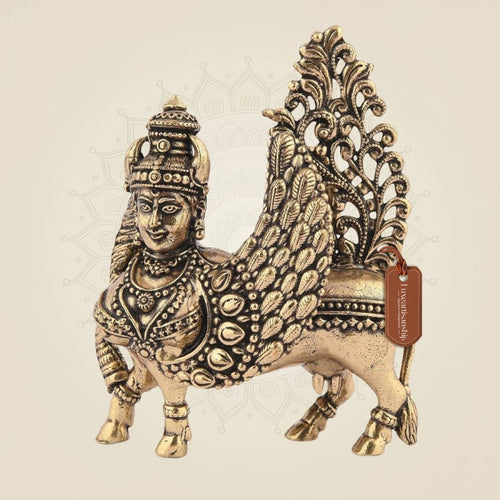 3" Inch Kamdhenu Cow Idol – Pure Brass Lightweight Vastu Approved for Home