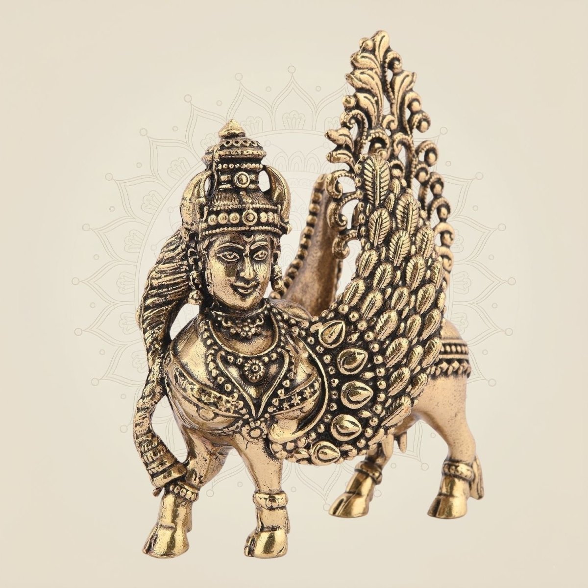 3" Inch Kamdhenu Cow Idol – Pure Brass Lightweight Vastu Approved for Home - Luxeartisanship