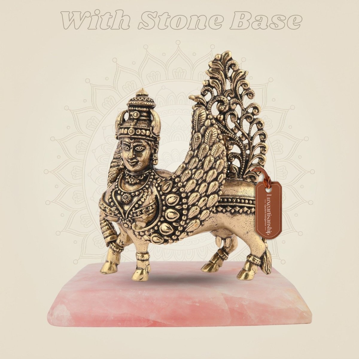 3" Inch Kamdhenu Cow Idol – Pure Brass Lightweight Vastu Approved for Home - Luxeartisanship
