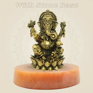 Ganesha Bronze murti on stone base