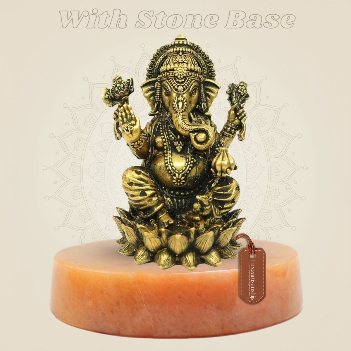 Ganesha Bronze murti on stone base