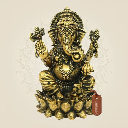 3" Lord Ganesha Bronze Idol – Auspicious Divine Murti for Mandir