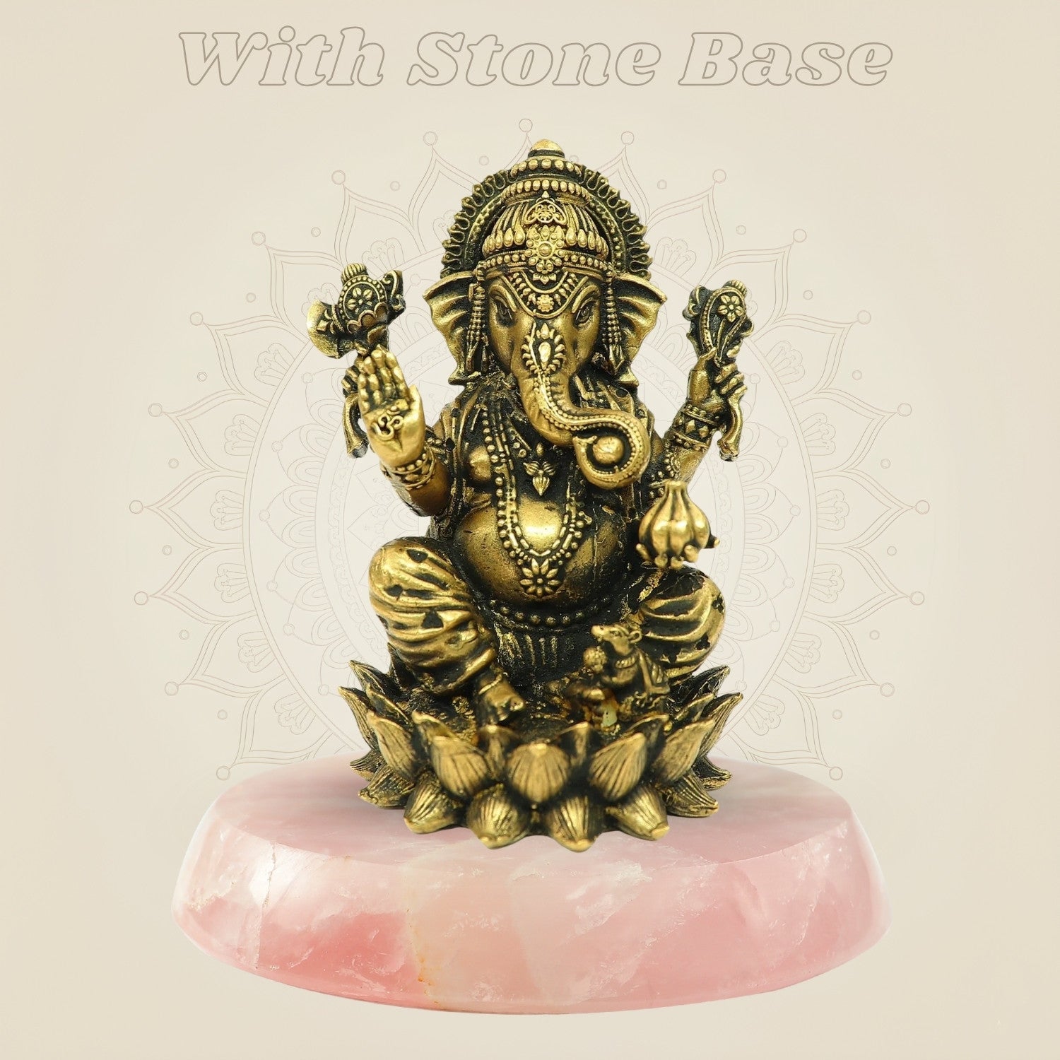 3" Lord Ganesha Bronze Idol with gemstone base