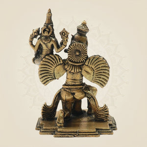 3" Panchaloha Vishnu–Lakshmi on Garuda Bronze Idol – Detailed Craft Art - Luxeartisanship