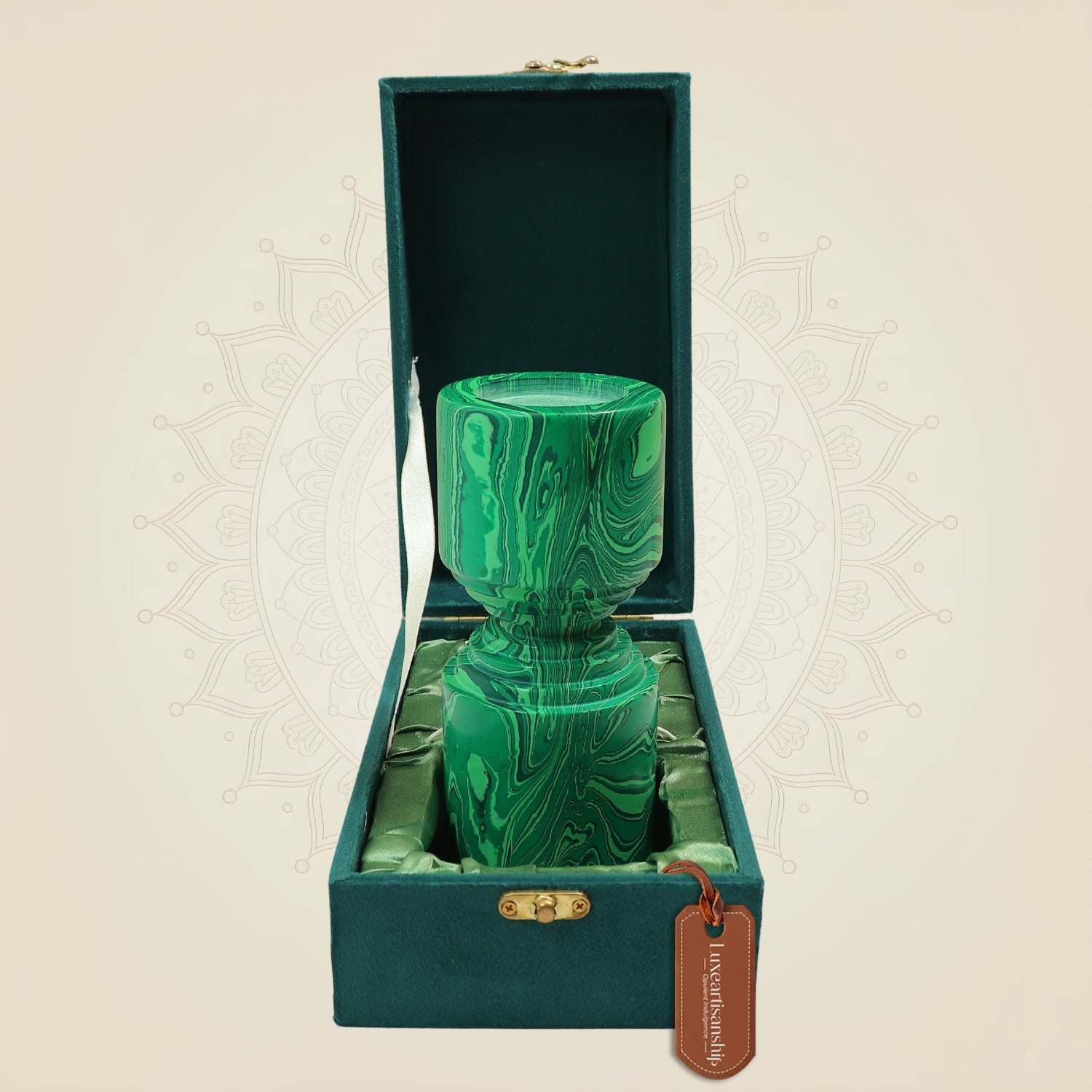 7 inch Green Marble Candle Holder – Decorative Accent for Refined Home Décor