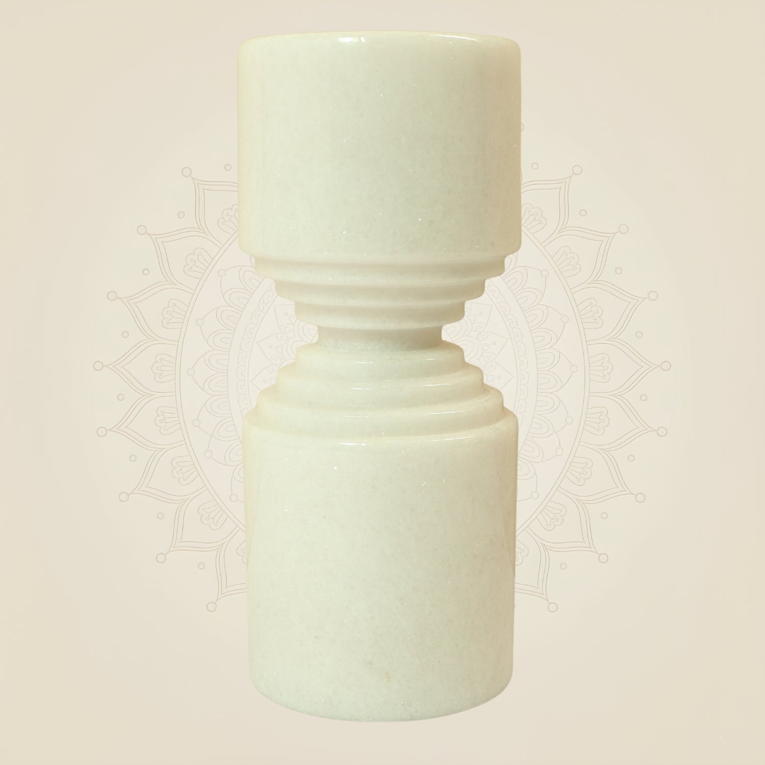 White Marble Candle Holder – Handmade 7 Inch Luxury Candle Stand for Home Décor