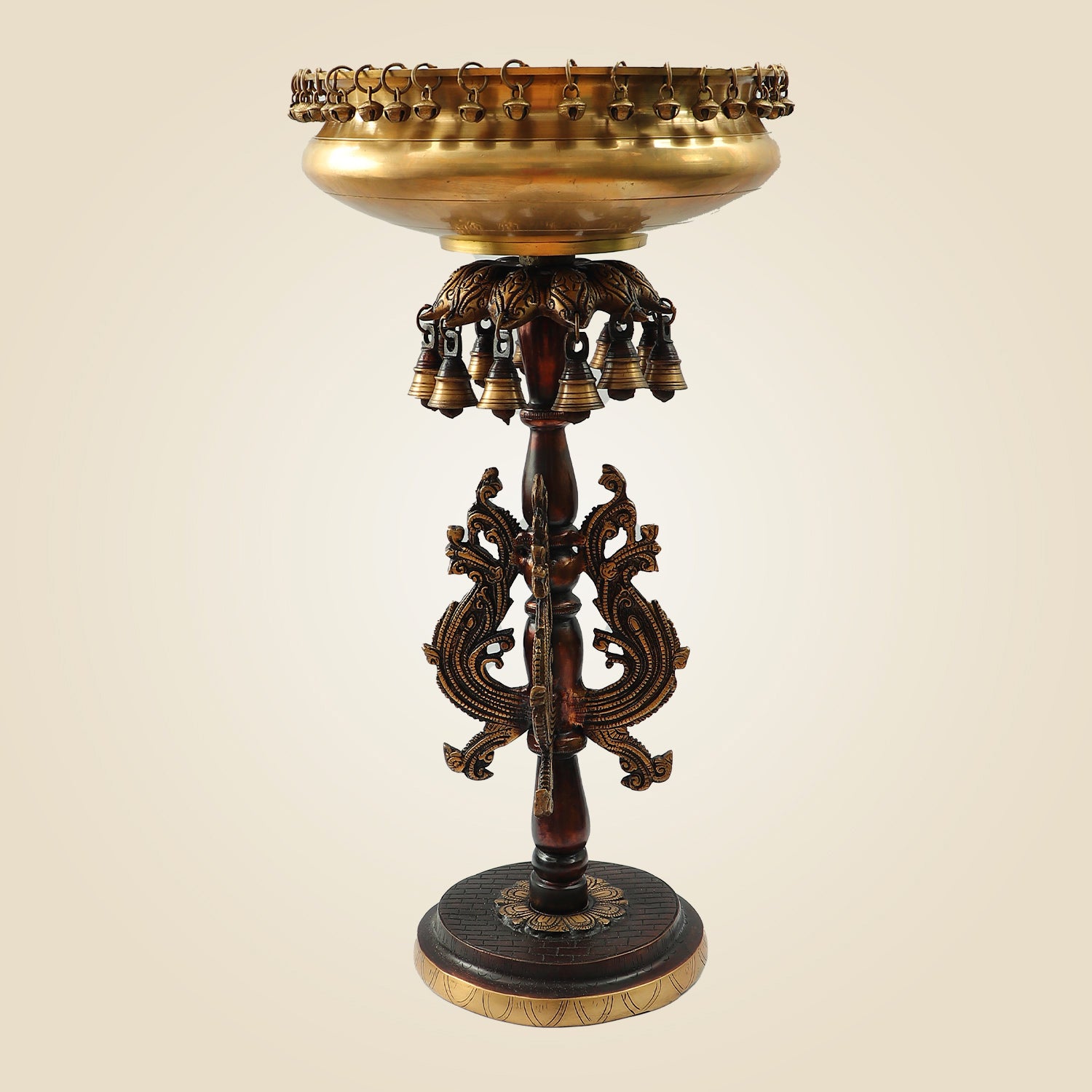 Brass Urli on Decorative Stand 24.25"– Modern Festive & Home Décor Piece