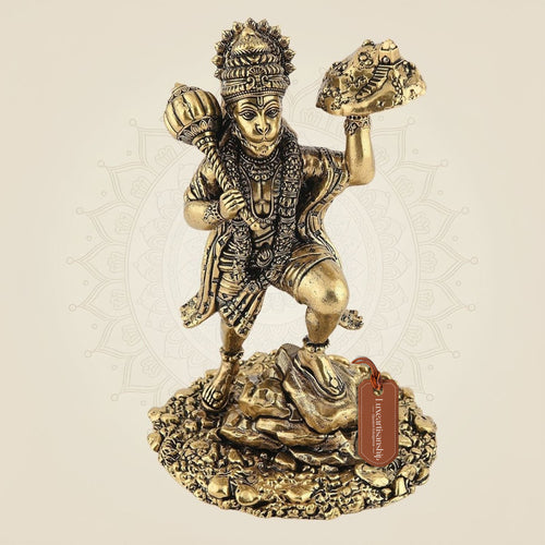 Brass Hanuman Idol 5"– Intricately Carved Statue