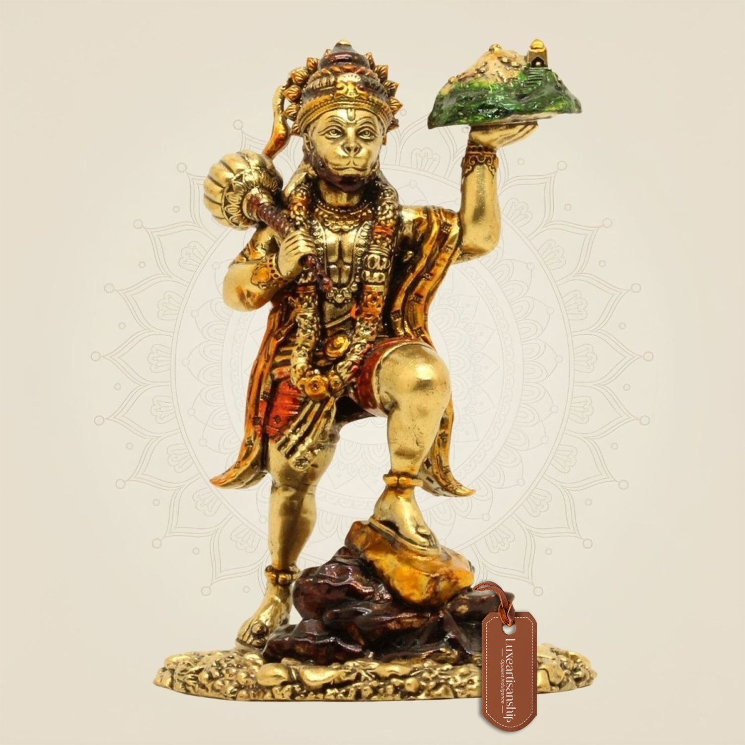 Lord Hanuman Brass Idol 4"– Handcrafted Lightweight Statue for Positive Energy & Wealth - Luxeartisanship