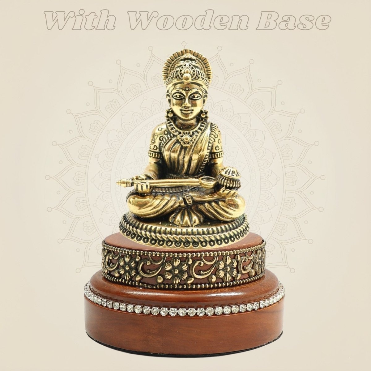Annapurna Brass Idol on a Smooth Round Wood Base