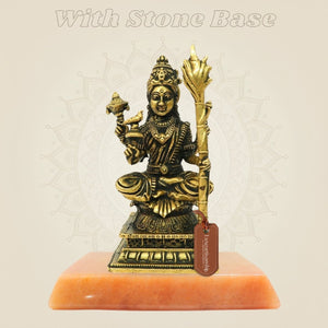 Bronze Tripura Sundari Murti or Lalita Devi with gemstone base