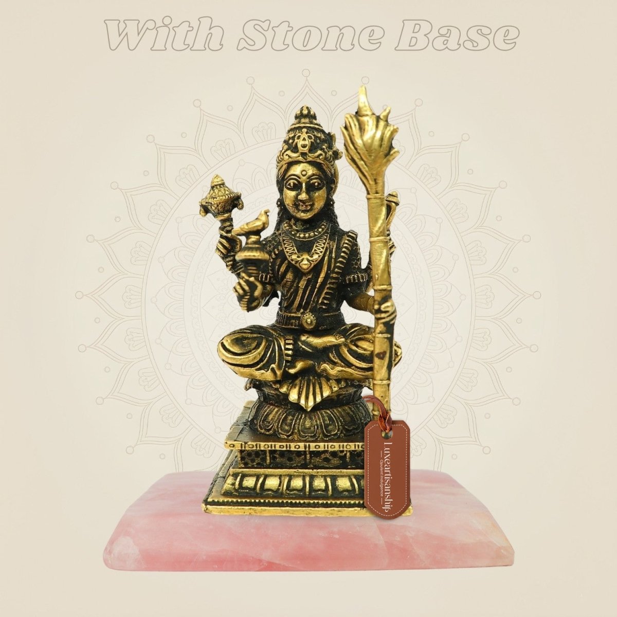 Handcrafted Goddess Kamakshi Bronze Idol on stone base