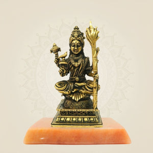 Bronze Tripura Sundari Murti or Lalita Devi with gemstone base