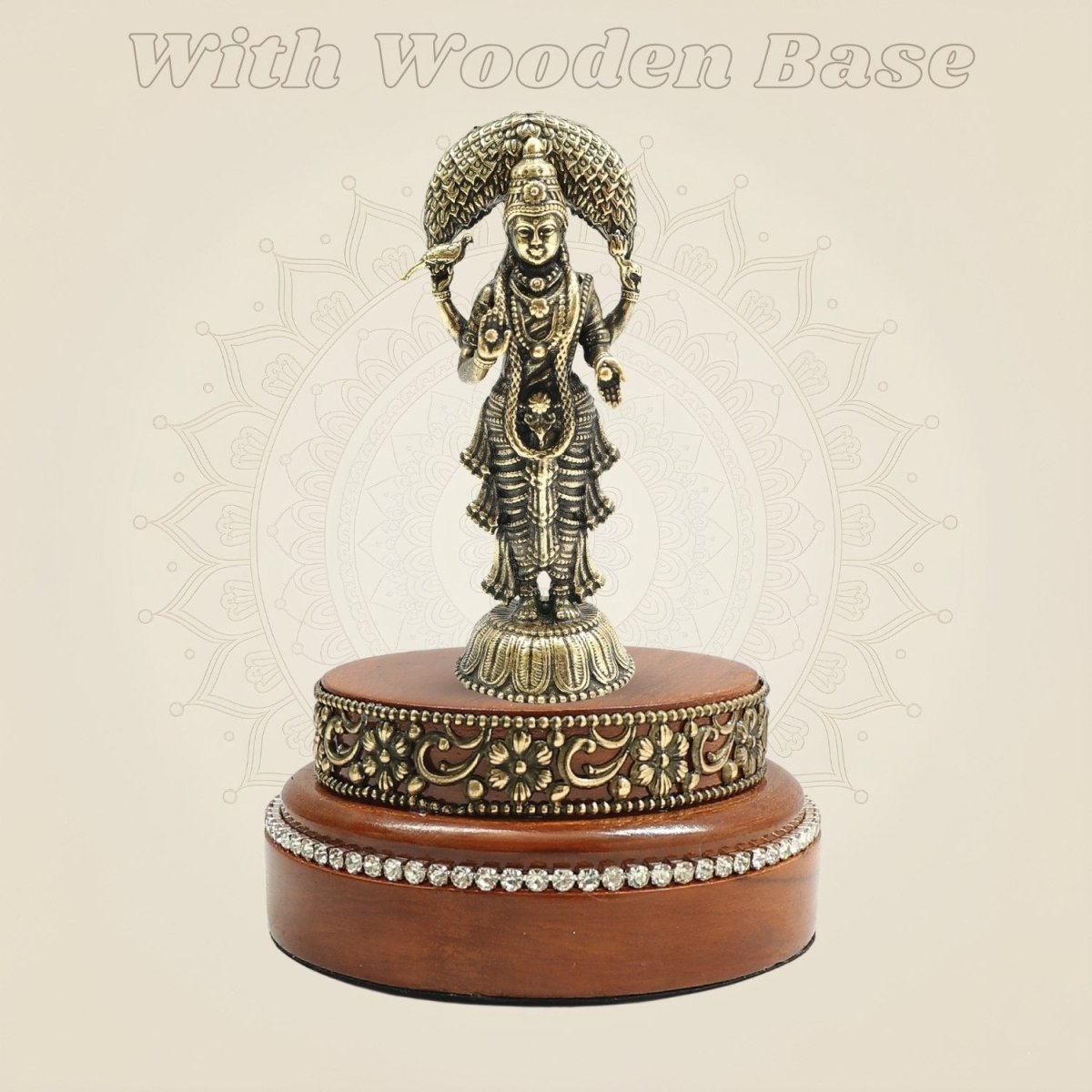 3.25" Vasavi Kanyaka Parameshwari Devi Brass Idol on Wooden Stand - Luxeartisanship