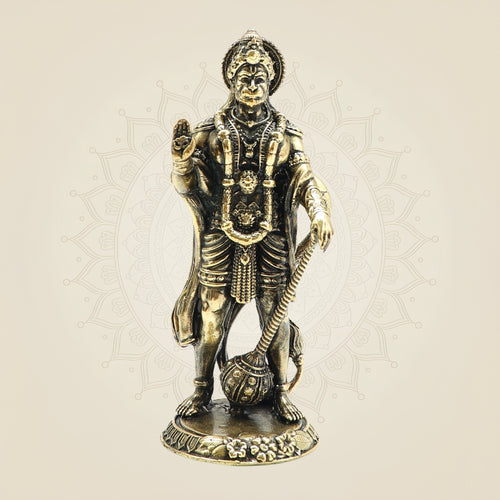 Brass Standing Hanumanji Statue 4" - Fine-Detail Bajrangbali Statue