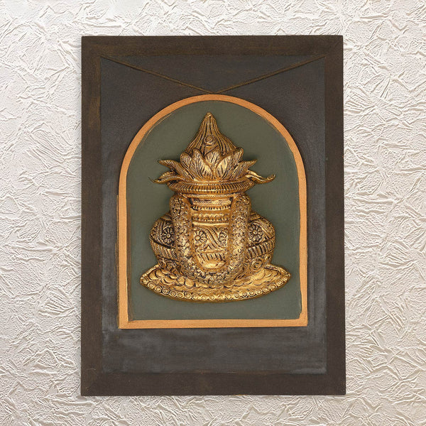 Wall Frame Coconut Kalash Brass Design 15"• Elegant Decor for Festive Vibes