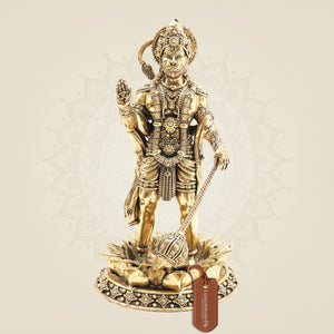 Brass Standing Hanuman Idol on Lotus