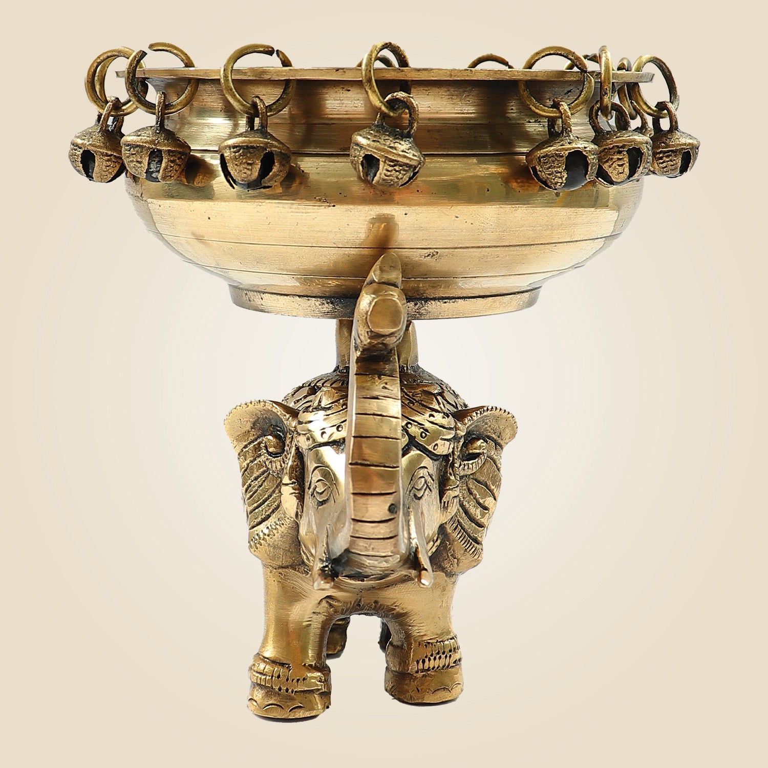 Heavy Brass Elephant Urli Bowl 6.25" | Decorative Vessel for Flowers, Pooja & Festive Home Decor