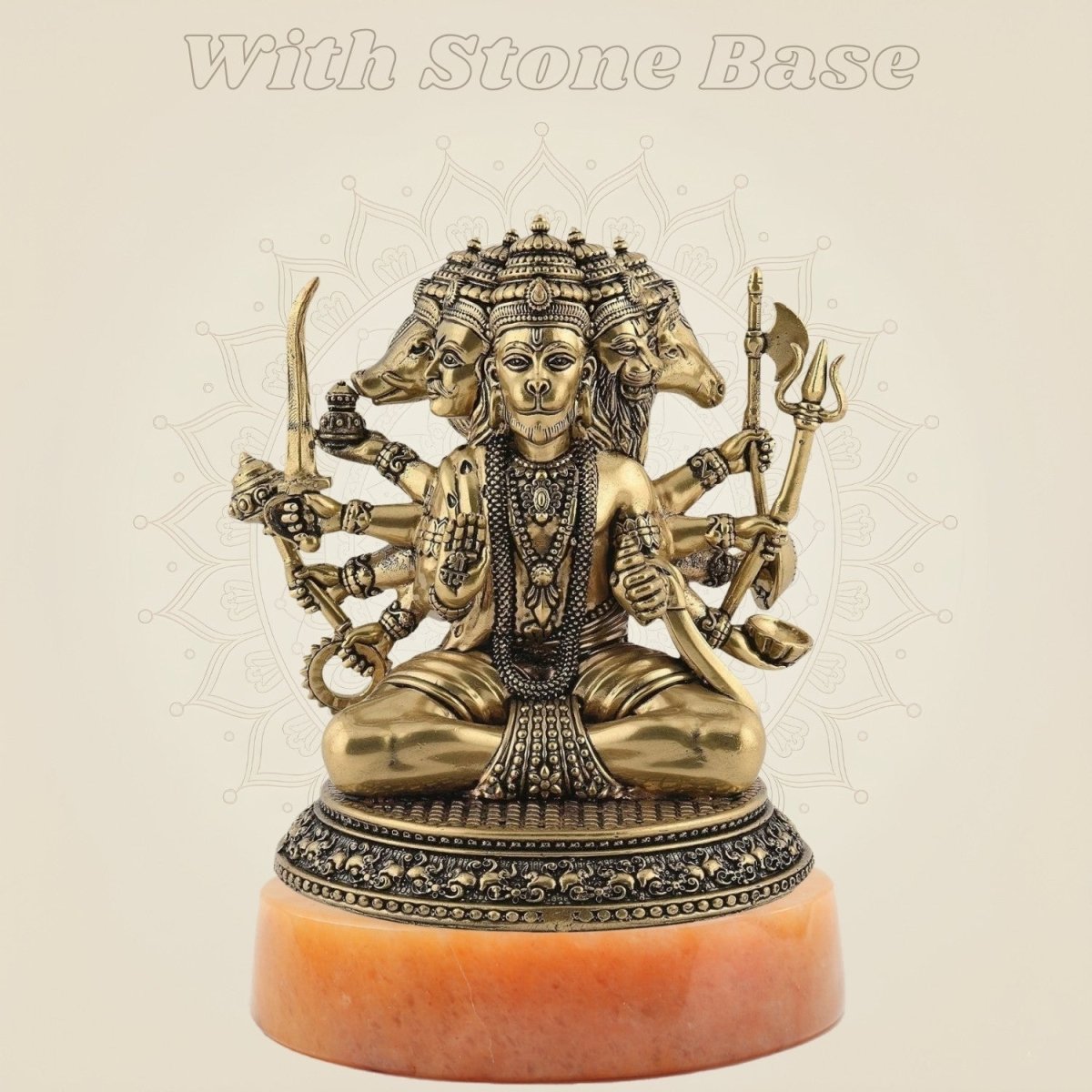 Brass Hanuman with Gemstone Base