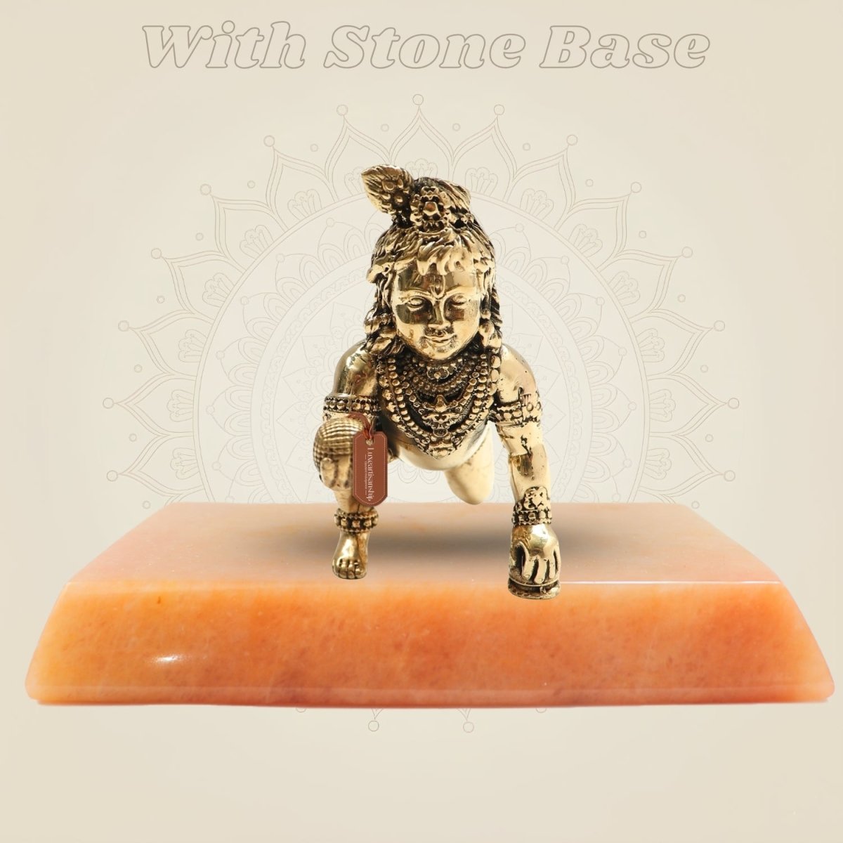 3.5" Pure Brass Laddu Gopal Idol - Handcrafted Bal Gopal Murti for Pooja & Decor - Luxeartisanship