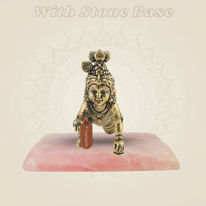 Premium 4 Inch Brass Laddu Gopal Idol for Janmashtami Puja & Home Temple - Luxeartisanship
