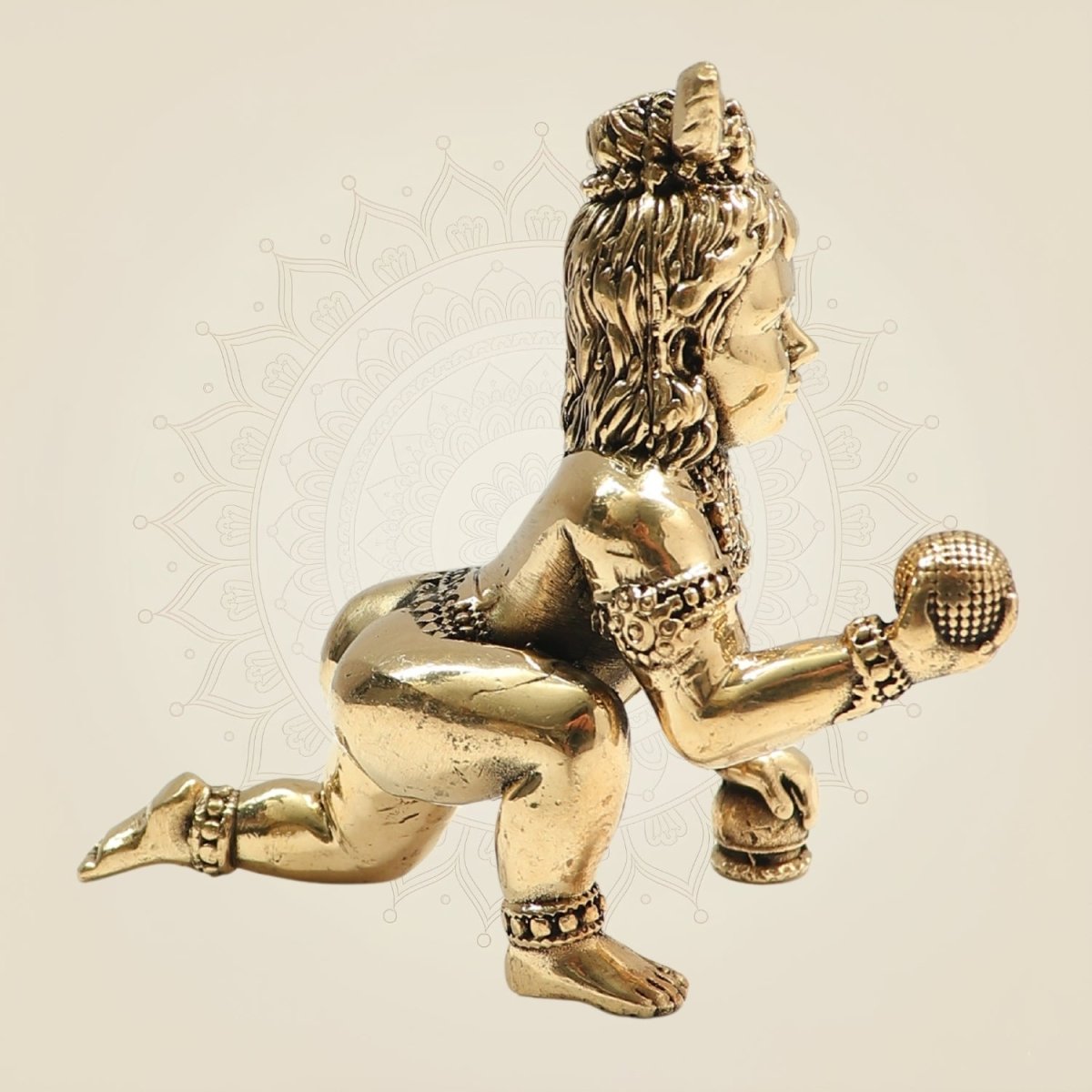 3.5" Pure Brass Laddu Gopal Idol - Handcrafted Bal Gopal Murti for Pooja & Decor - Luxeartisanship