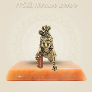 Premium 4 Inch Brass Laddu Gopal Idol for Janmashtami Puja & Home Temple - Luxeartisanship