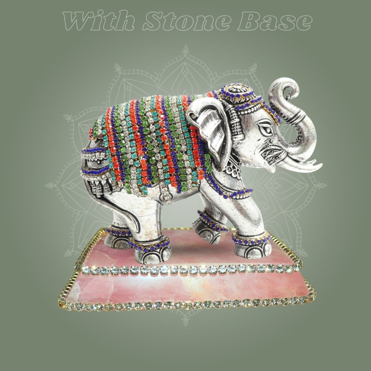 3.5" Silver Plated Brass Elephant with Fine Jewellery Stone Detailing - Luxeartisanship