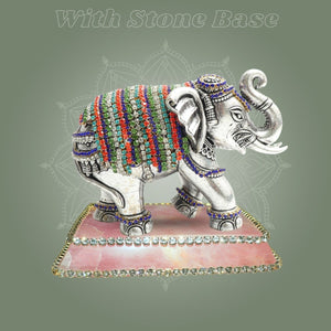3.5" Silver Plated Brass Elephant with Fine Jewellery Stone Detailing - Luxeartisanship