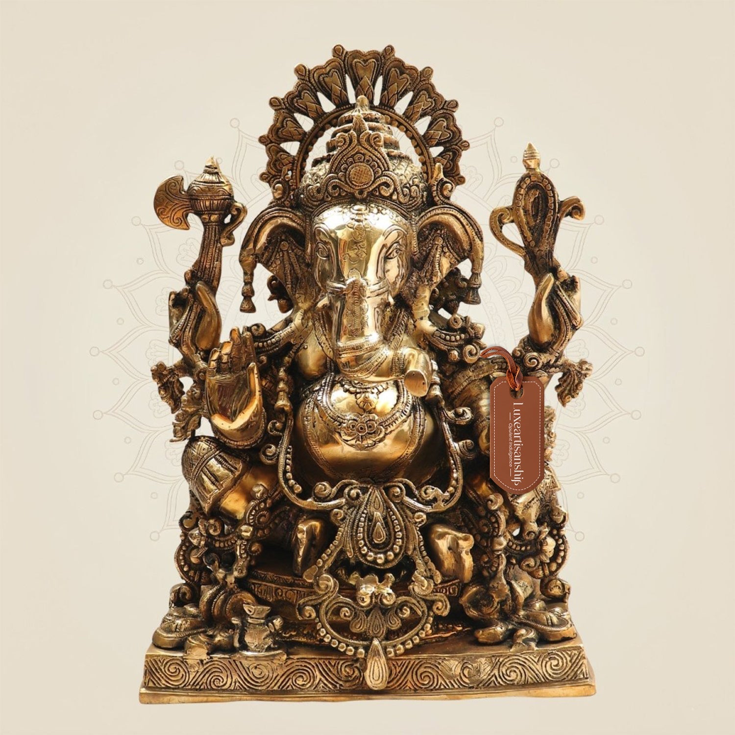 19 Inch Large Lord Ganesha Murti Decorative Spiritual Statue - Luxeartisanship