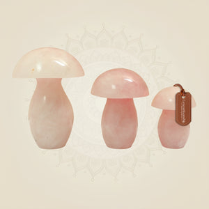 Handcrafted Natural Rose Quartz Mushroom Set of 3 for Home Decor, Healing & Gifting
