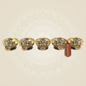 Brass Elephant Diya Set of 5