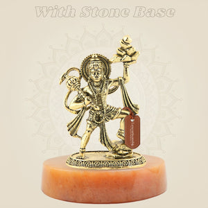 Brass Hanuman handmade statue with stone base