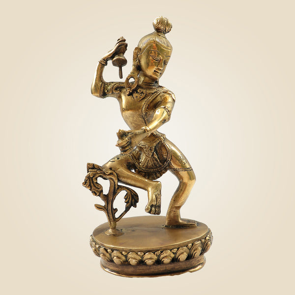 Brass Nepalese Style Dancing Shiva Idol – Handcrafted Nataraja Murti - 9.25"