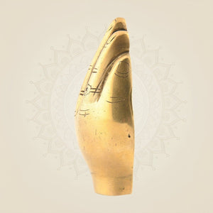 3.75" Folded Buddha Hand Temple – Portable Brass Idol in Abhaya & Varada - Luxeartisanship