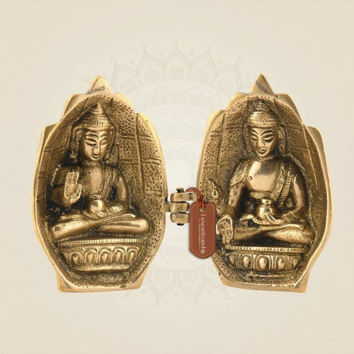 3.75" Folded Buddha Hand Temple – Portable Brass Idol in Abhaya & Varada
