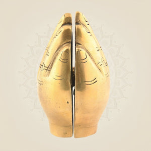 3.75" Folded Buddha Hand Temple – Portable Brass Idol in Abhaya & Varada - Luxeartisanship