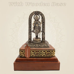 3.75″ Ram Lalla Idol in Brass with Hand Finished Square Wooden Base - Luxeartisanship