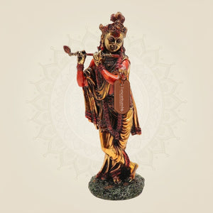 Standing Krishna with Flute Idol 10" Superfine Handcrafted Art Pure Brass Murti - Luxeartisanship